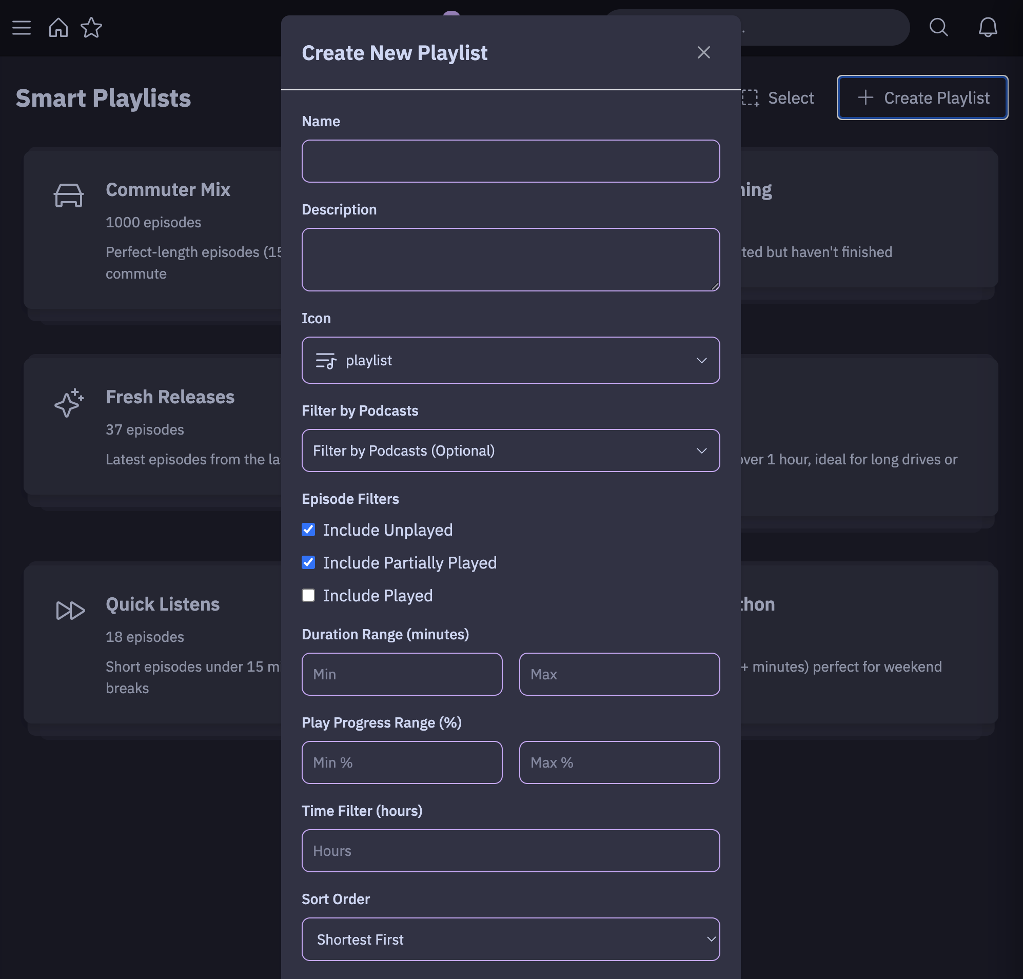 Smart playlist creator