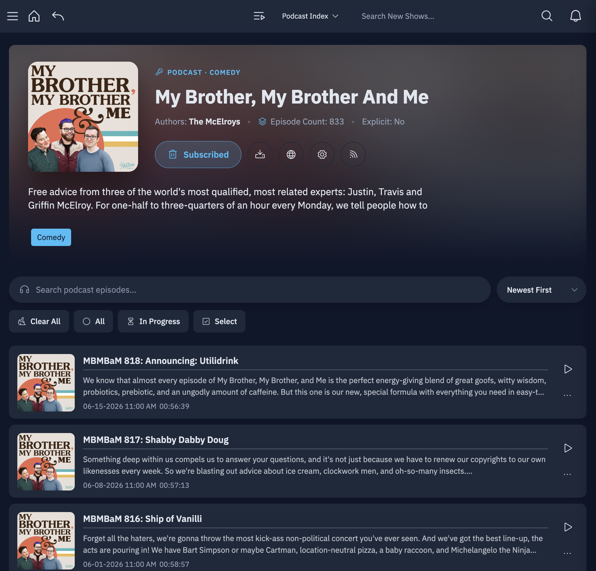 Single podcast page