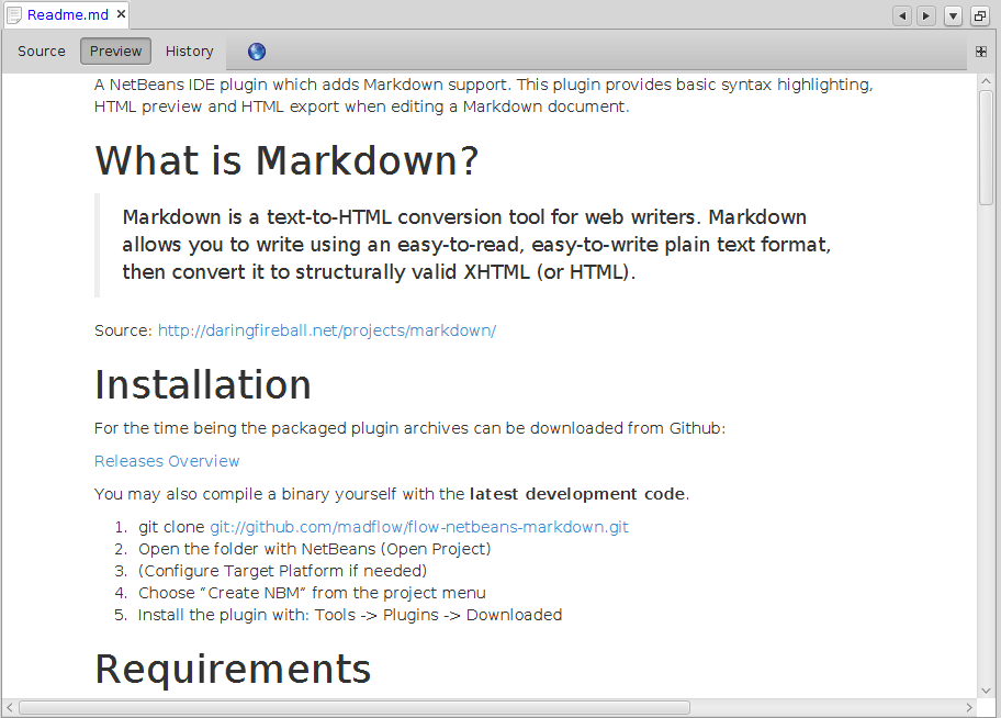 The Preview view of the Markdown editor Editor - Preview view