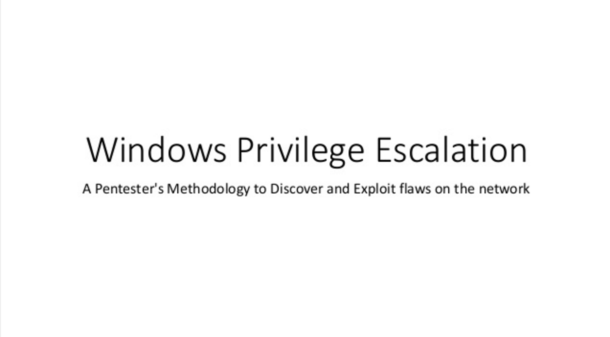 Windows Privilege Escalation