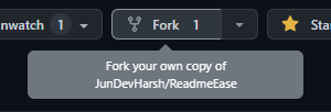 Fork button of ReadmeEase's repo