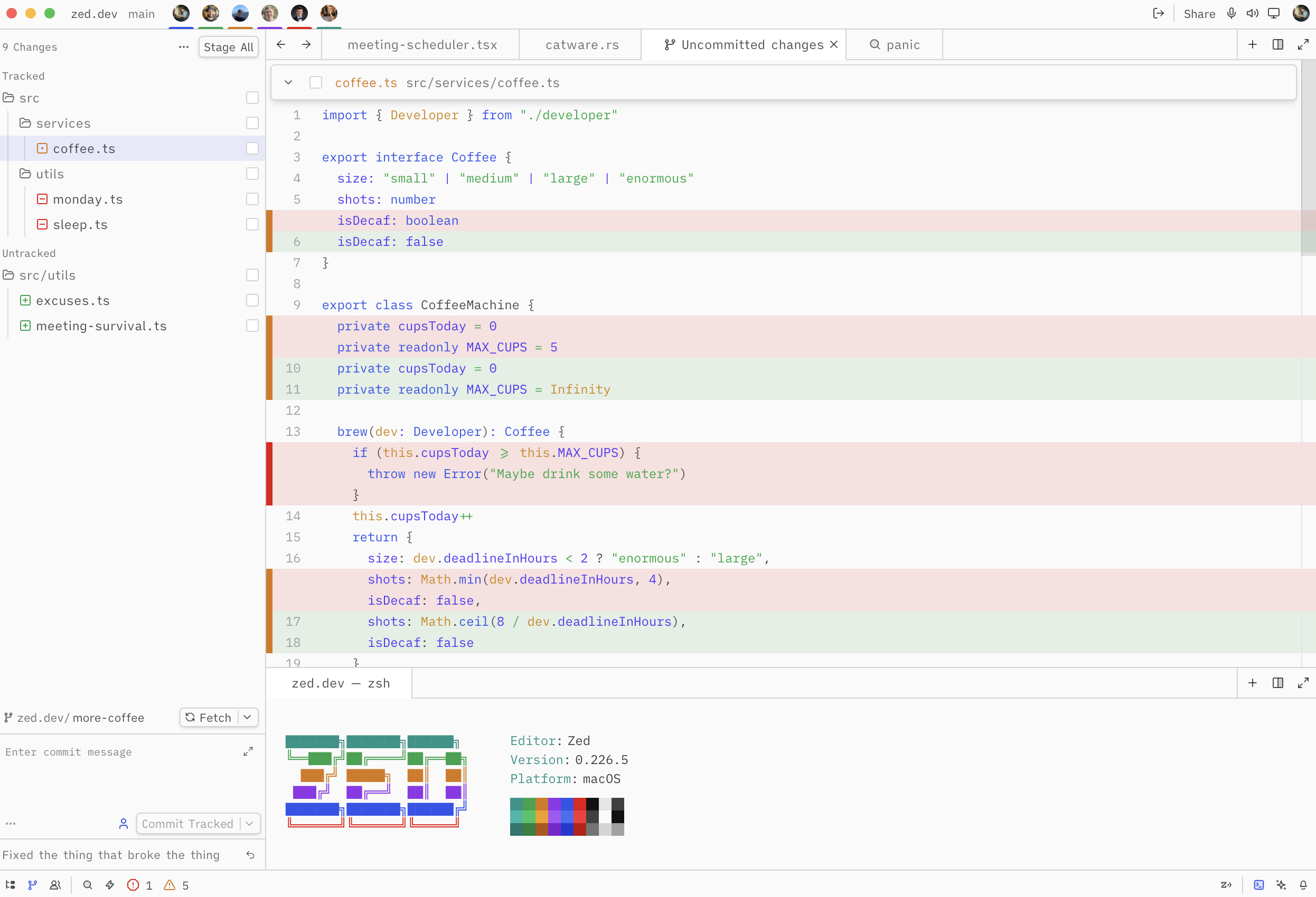 Git diff in Mantle Light