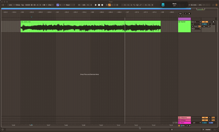 A clip being separated into stems, which arrive as new color-coded tracks in the arrangement (2× speed)