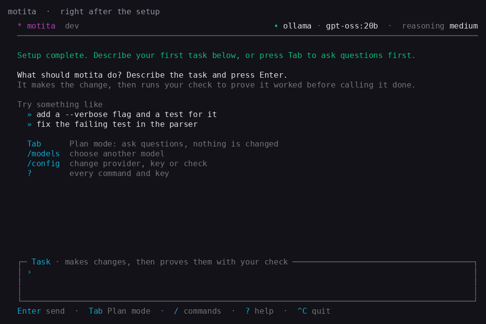 The motita terminal interface