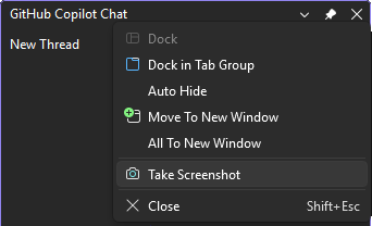Take Screenshot command on a Visual Studio tool window