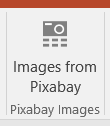 The Pixabay Images icon as seen on the Ribbon