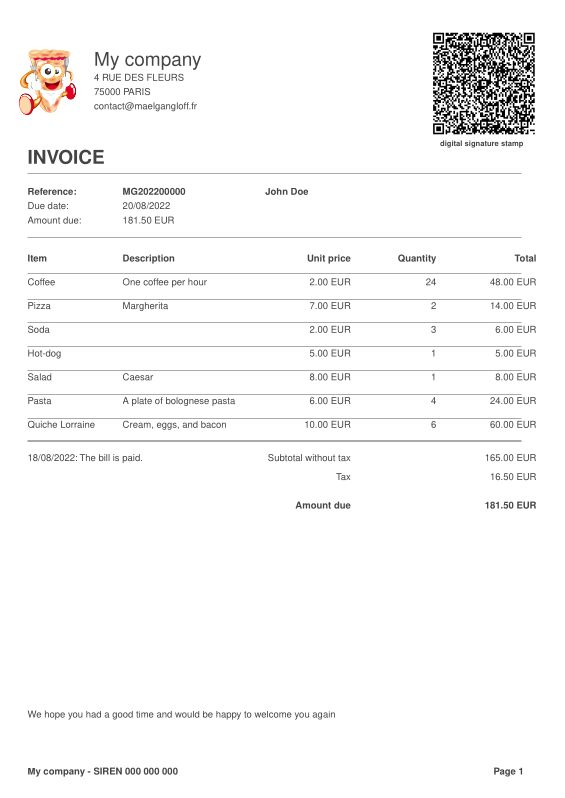 Example invoice
