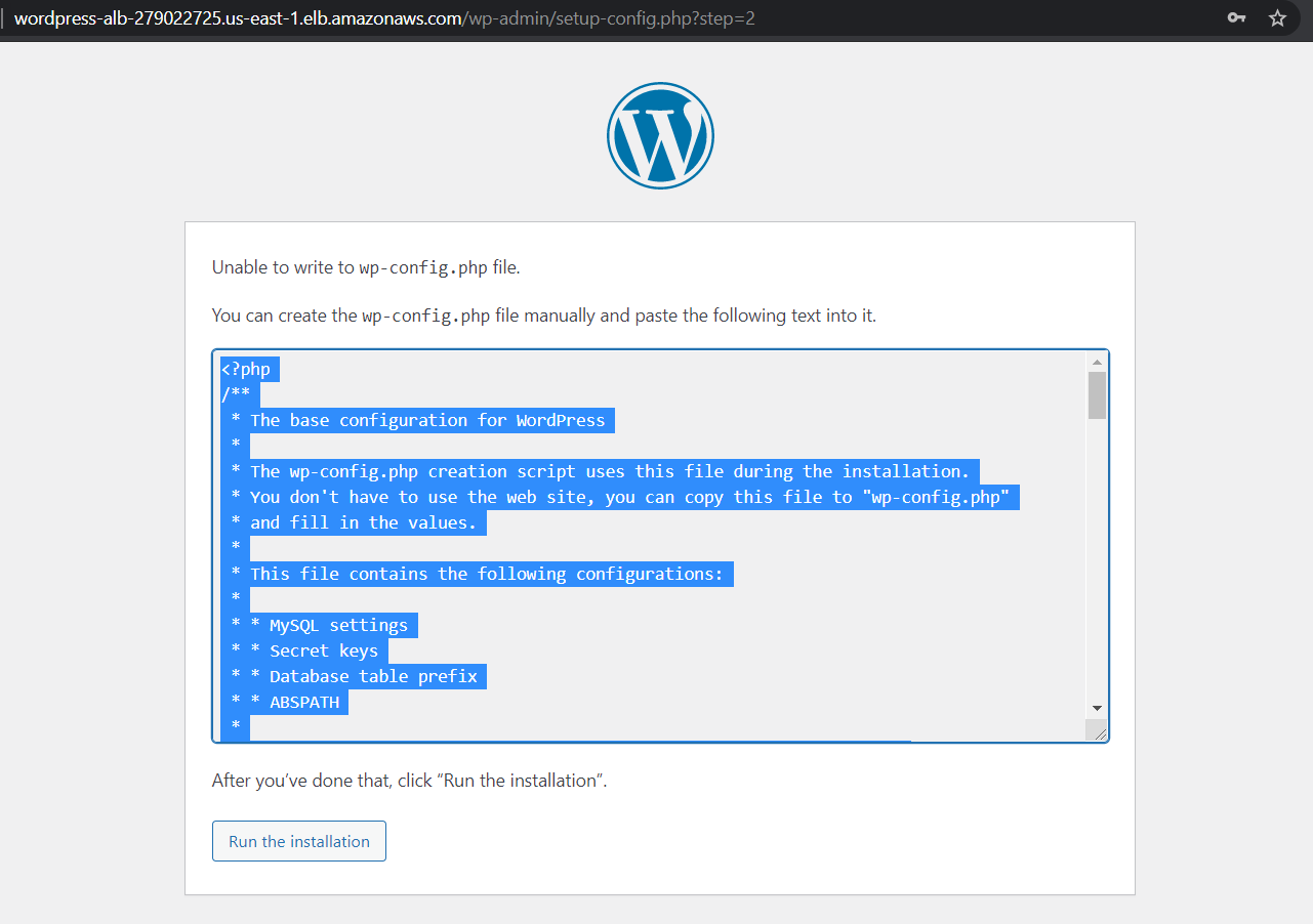 configuracao concluida wordpress