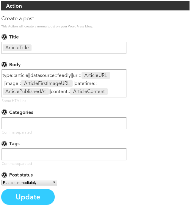 Configure an IFTTT-Recipe