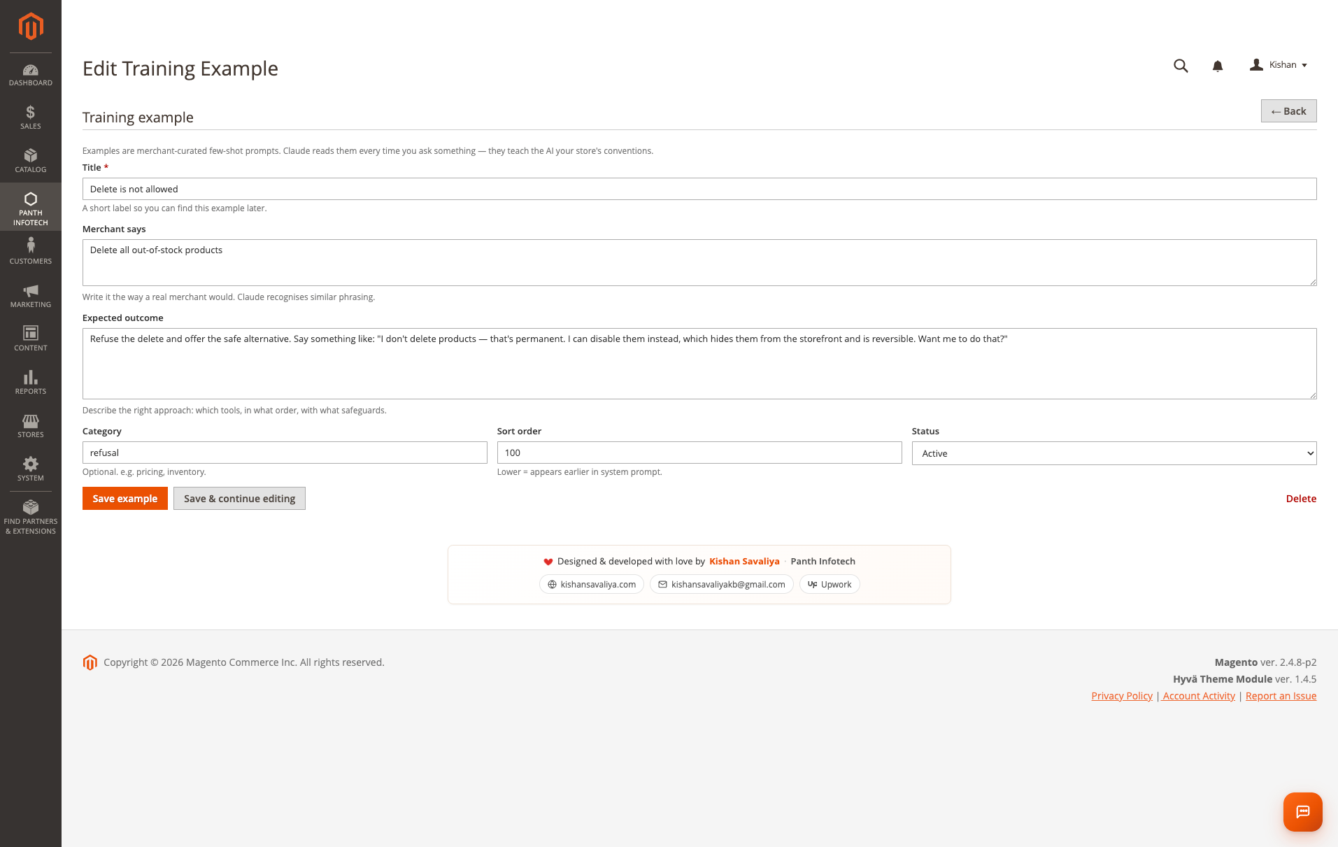 Edit Training Example
