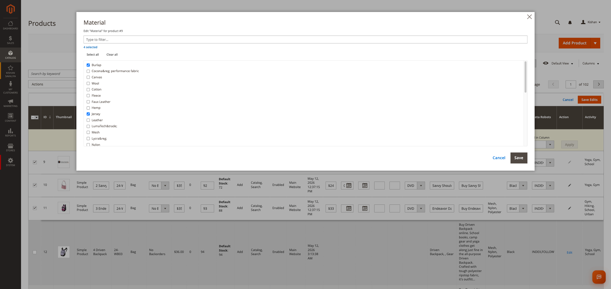 Multiselect modal