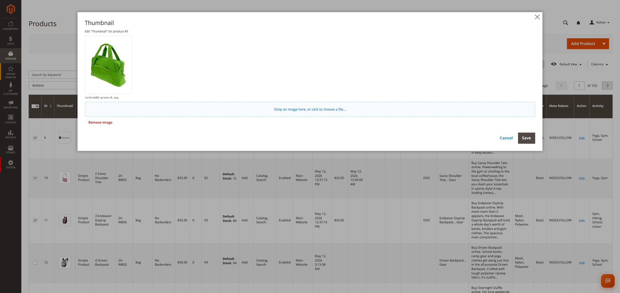 Image edit modal