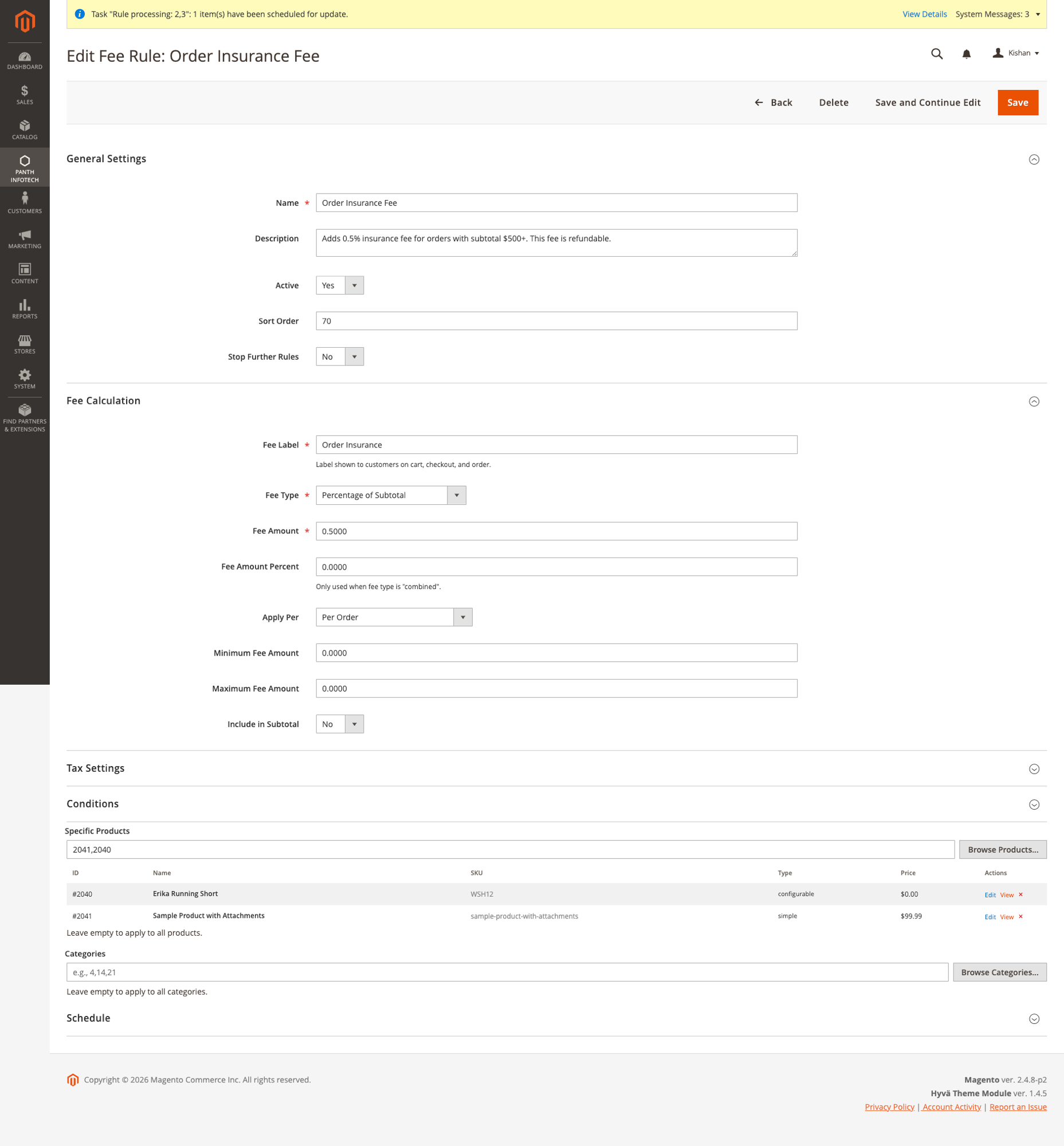 Fee Rule Edit Form
