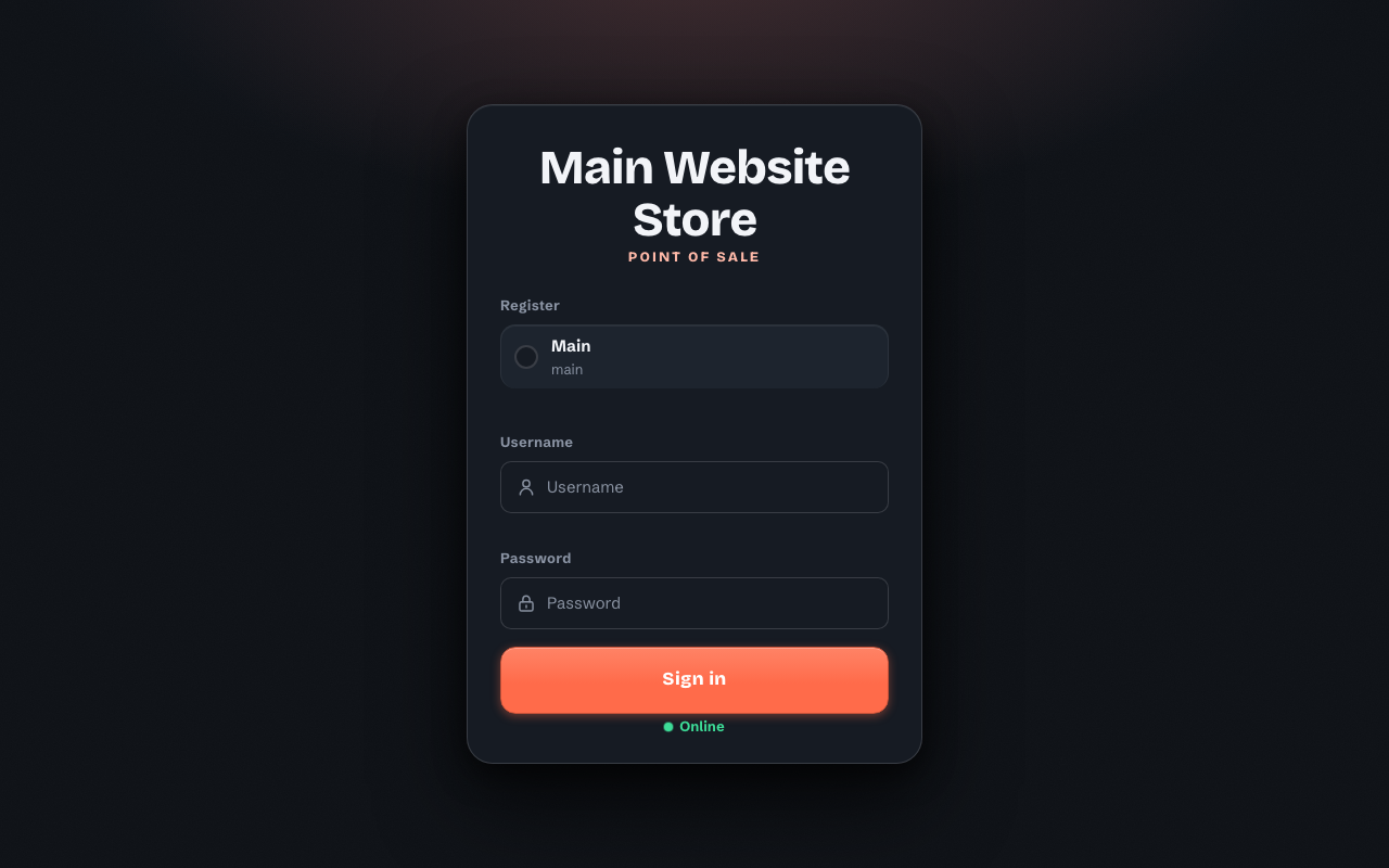 Cashier login screen of the Magento 2 point of sale terminal