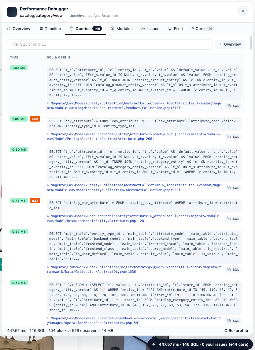 Queries tab