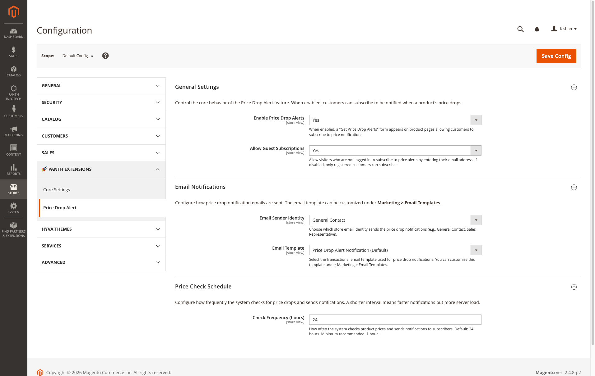Admin configuration