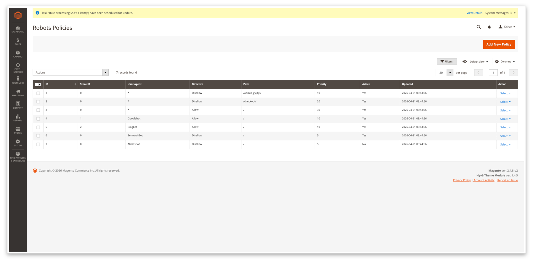 Admin grid