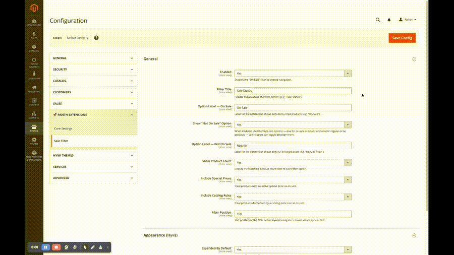 Admin configuration demo