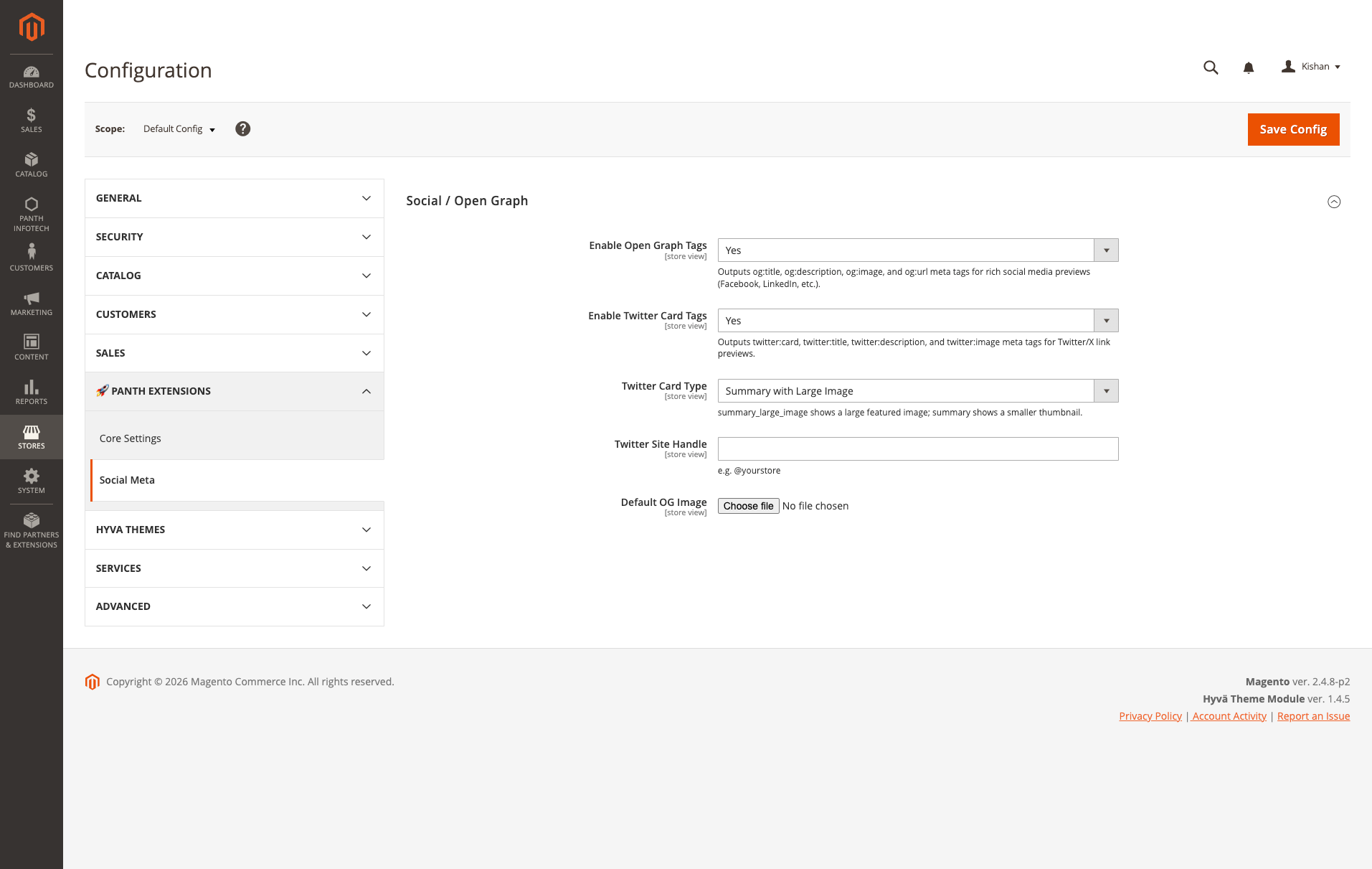 Admin configuration