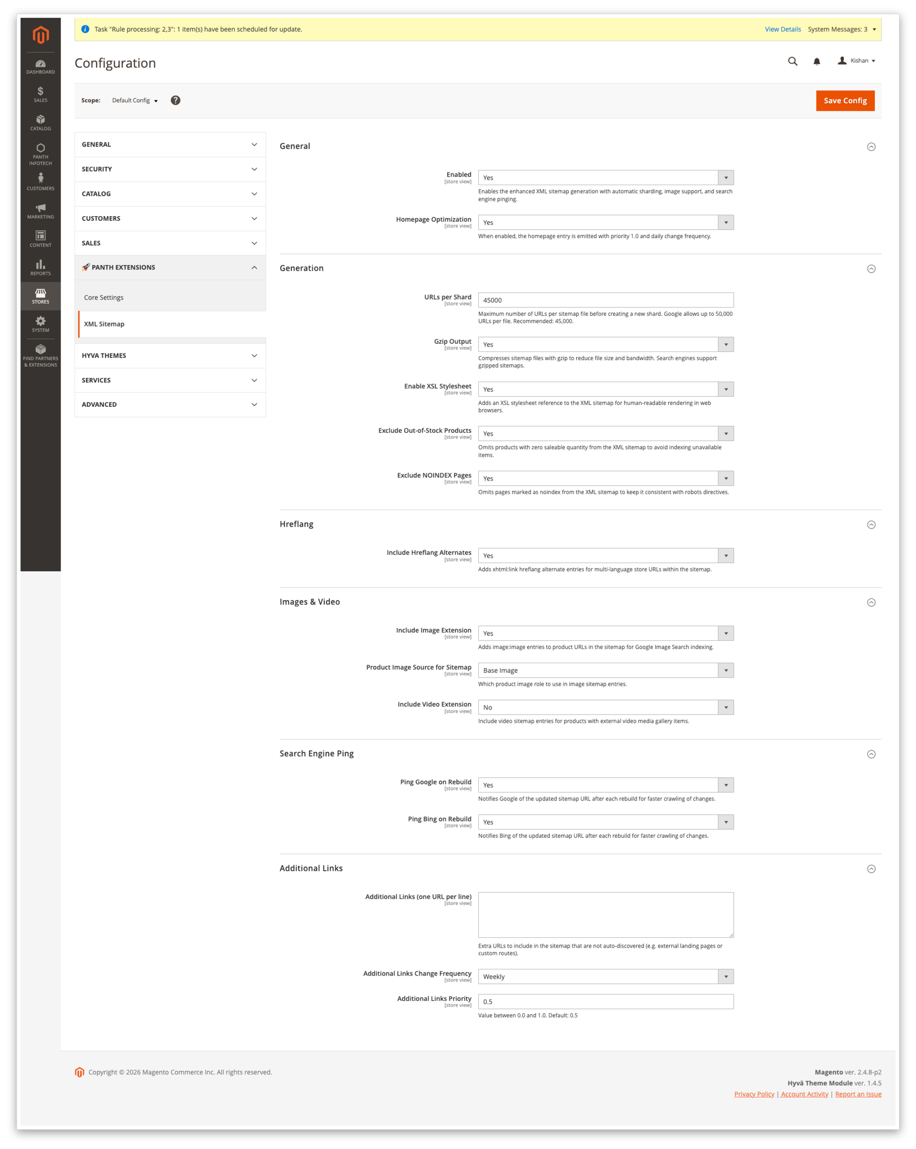 Admin configuration