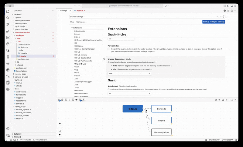 Hide mode - removes unused dependencies