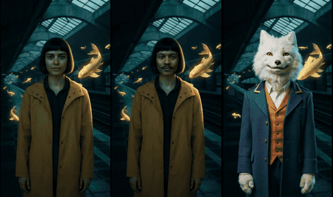 Animate a portrait, change its face, or replace the performer with a fox conductor