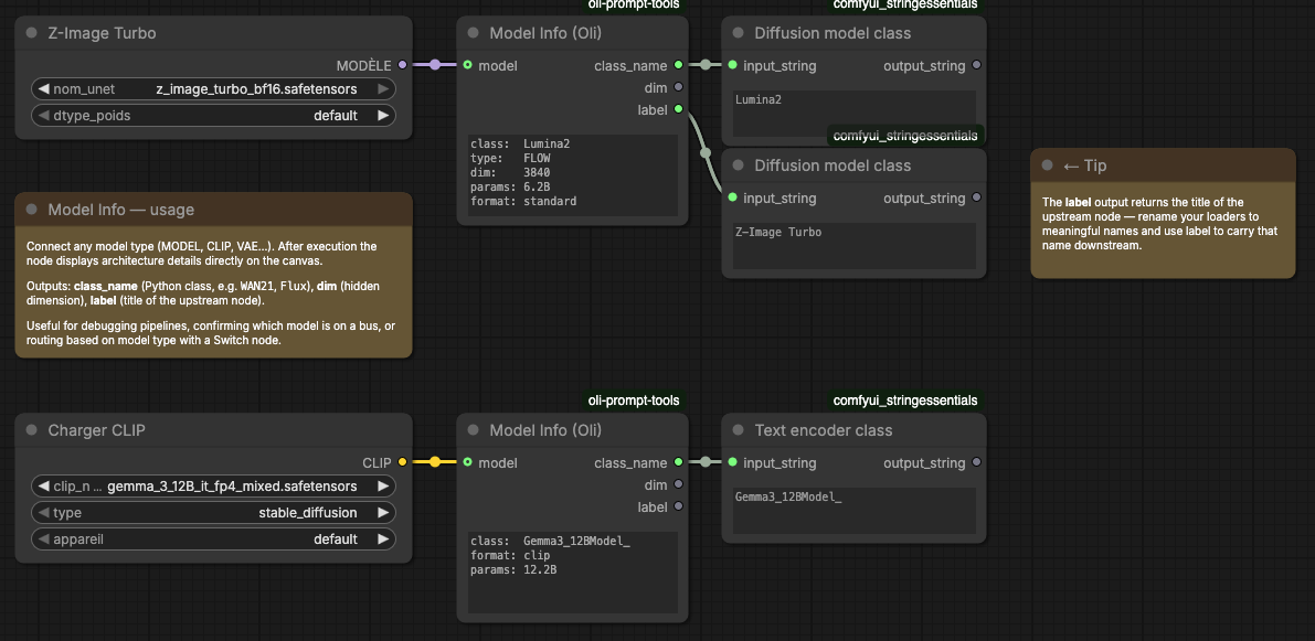 Model Info example screenshot