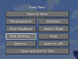Screenshot of in-game menu
