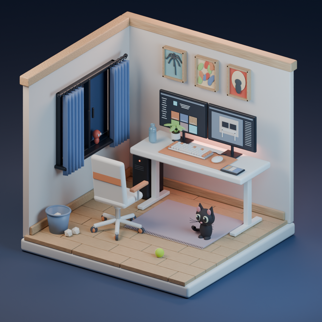 书桌一角：Blender 工程与实时网页
