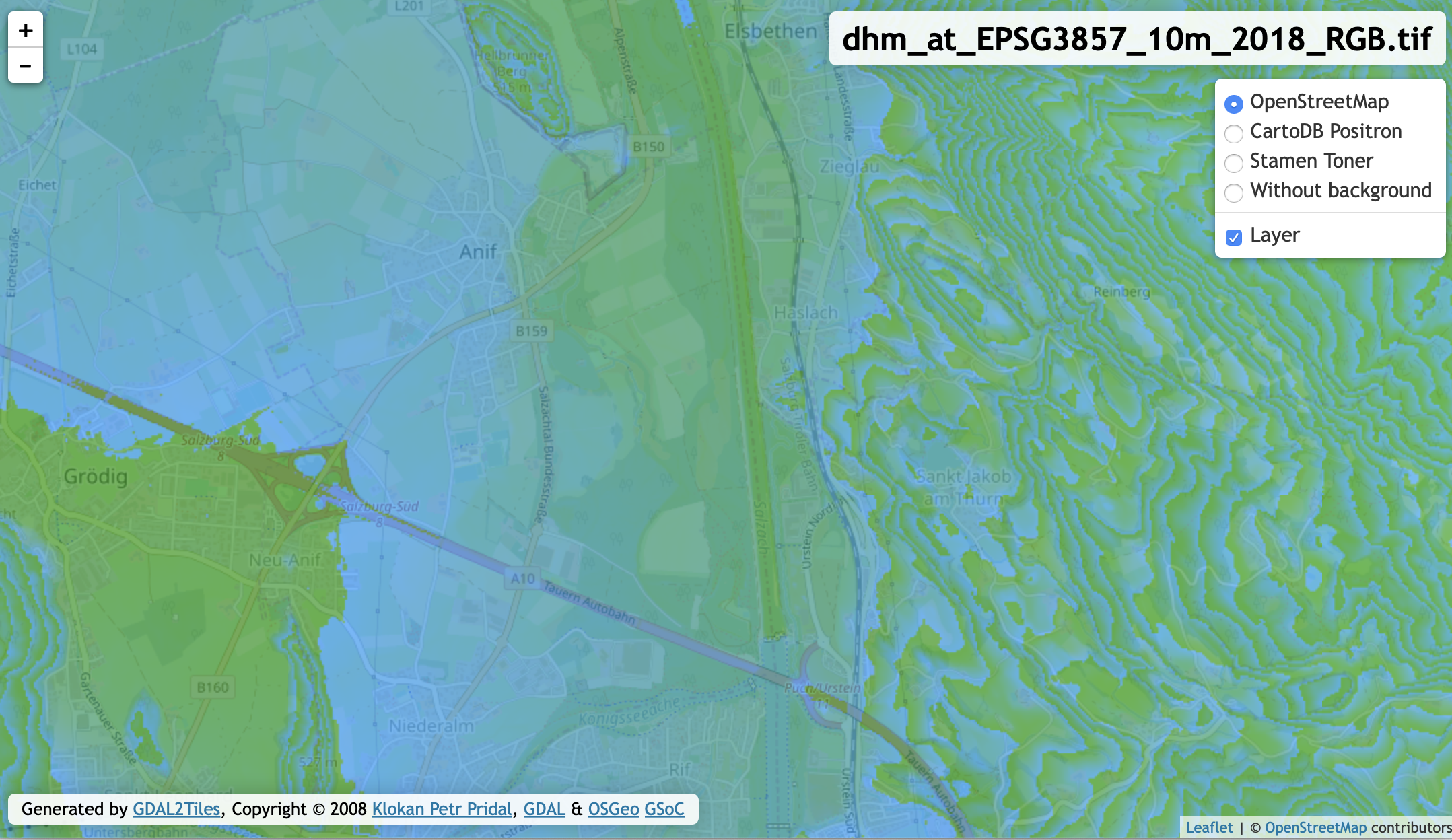 DEM Visualization with tiles at level 14