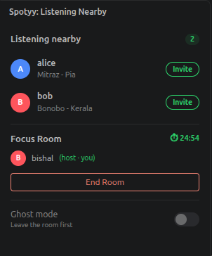Listening Nearby and Focus Room