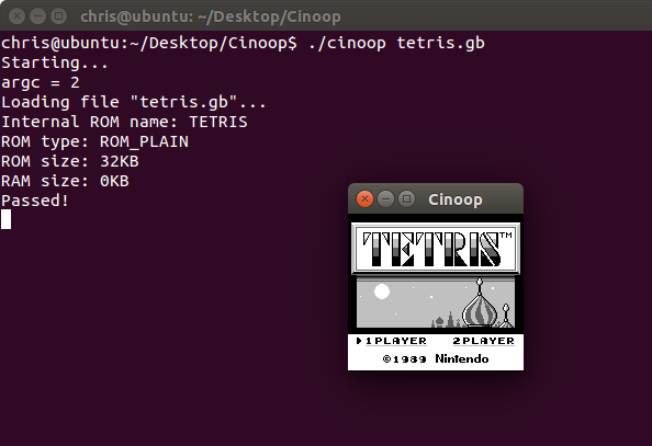 Ubuntu version running Tetris
