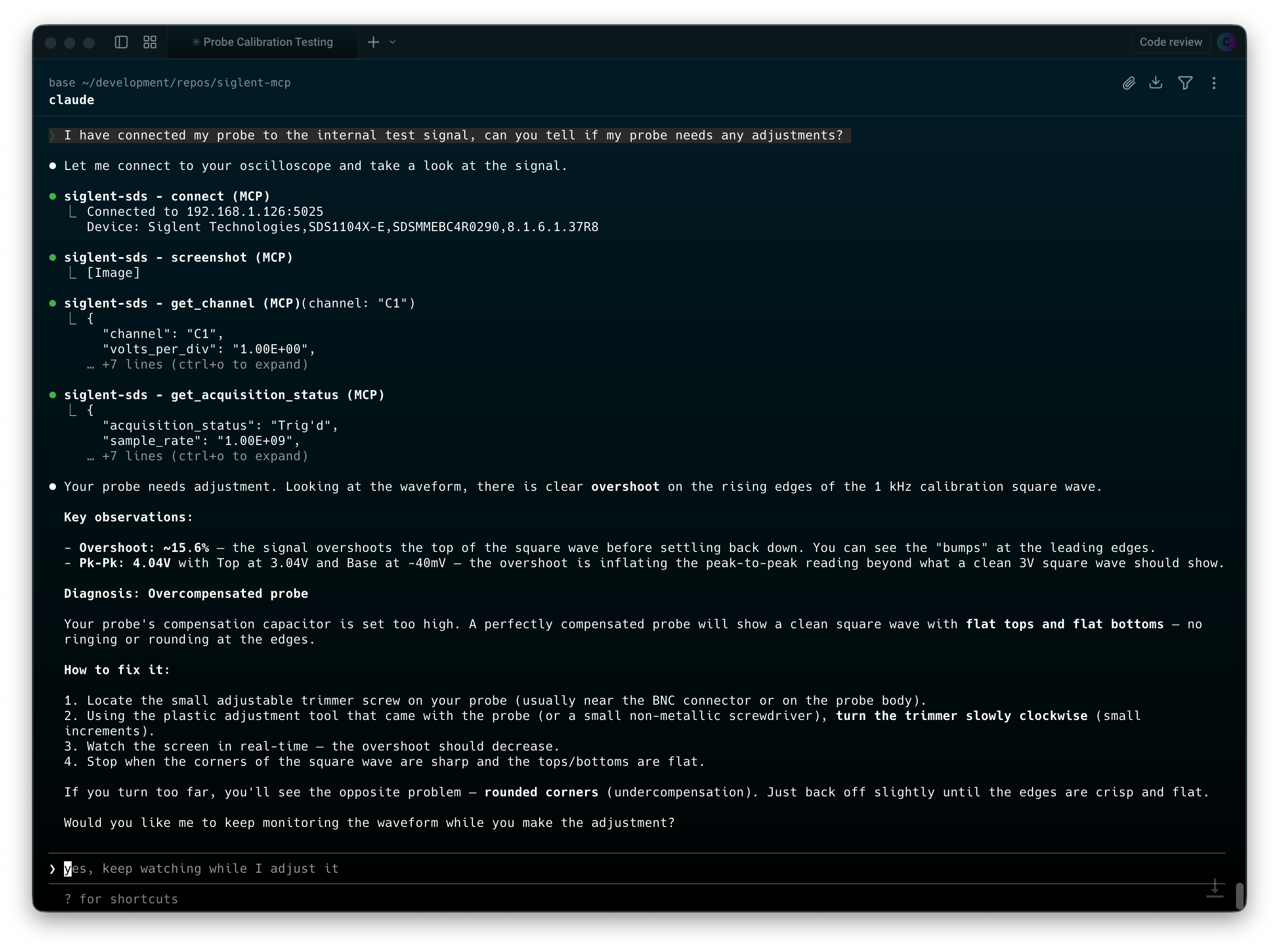 MCP interaction in terminal