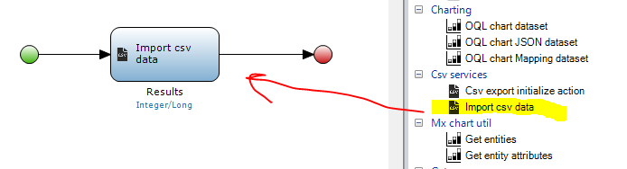 Import csv data microflow action