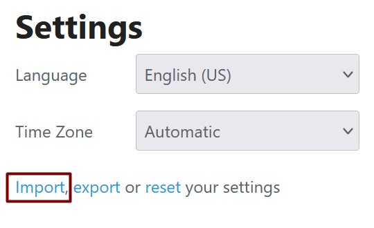 Tabliss Import Settings Screenshot