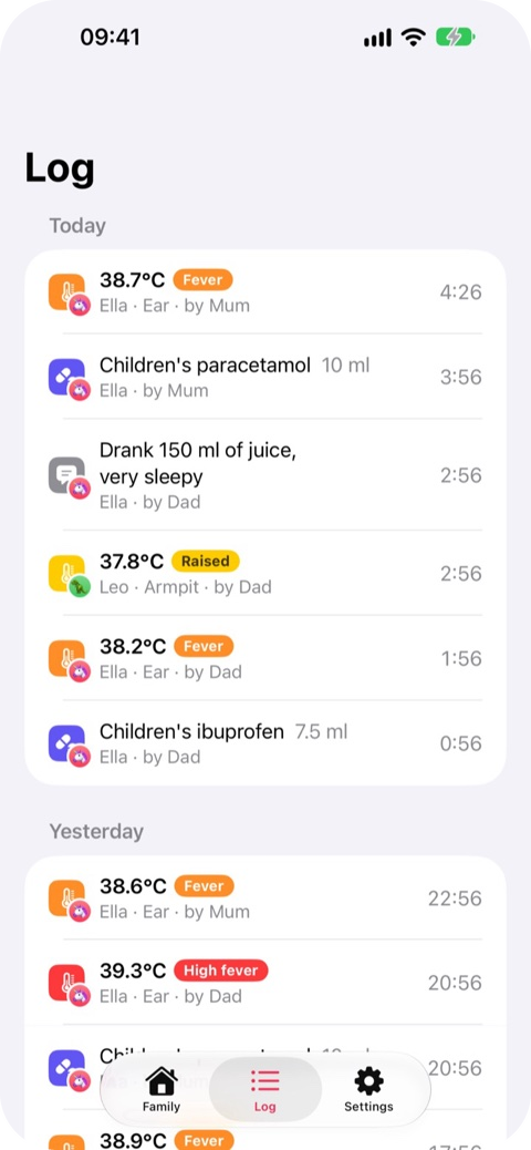 The whole family's log