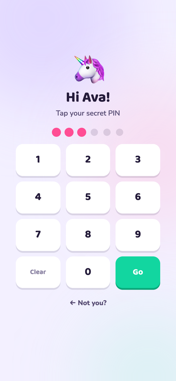 A large numeric keypad for entering a 4-6 digit PIN