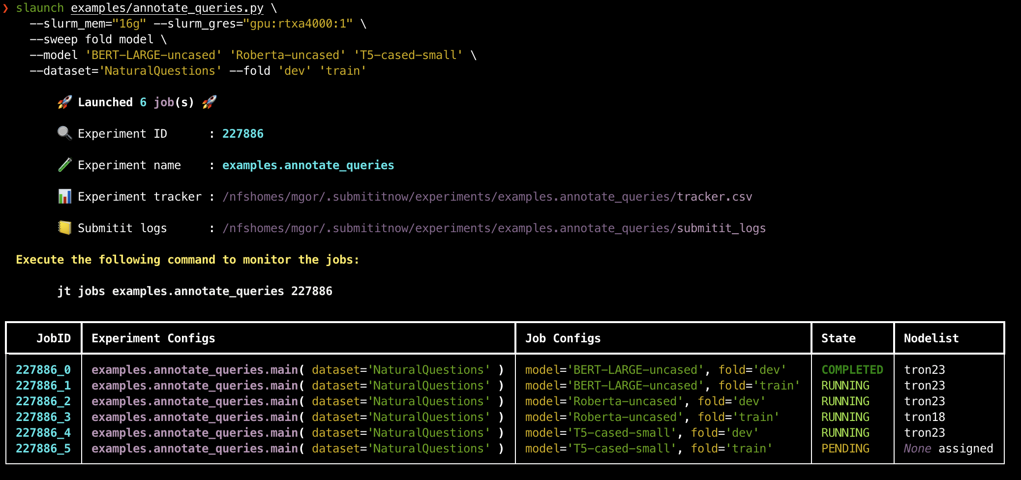 Slaunch Terminal Response