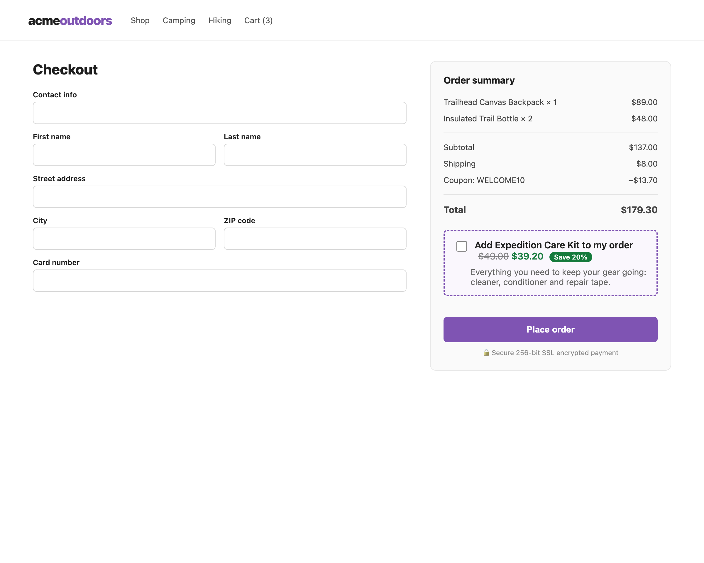 Order bump on the native checkout