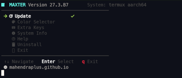 Interactive Settings Menu