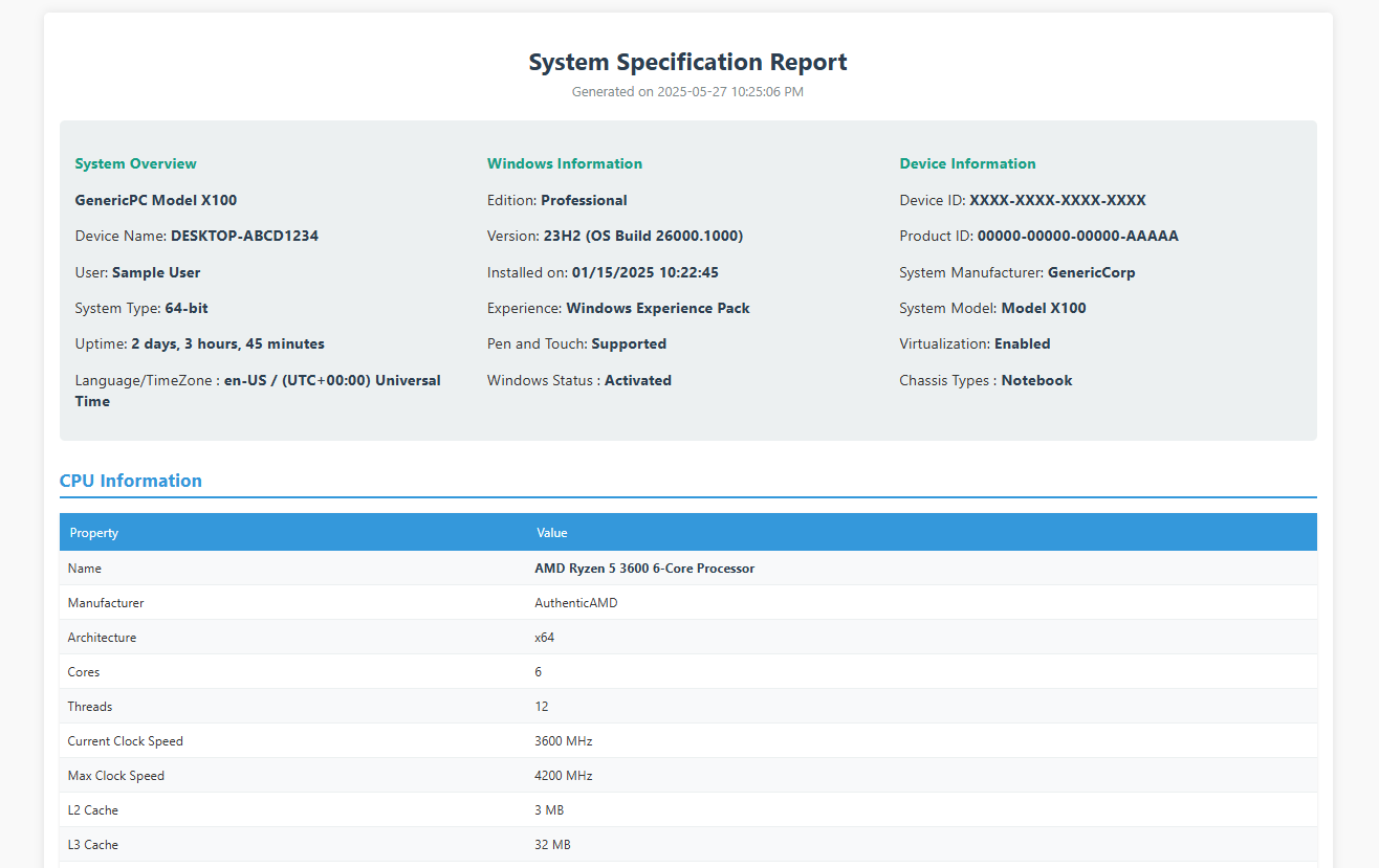 GitHub - maherxubair/sys_specs_report: Generates Report of All System ...