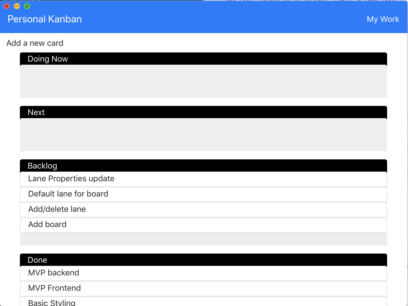 v0.0.1 look of personal kanban