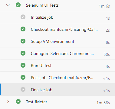 Selenium UI test pipeline