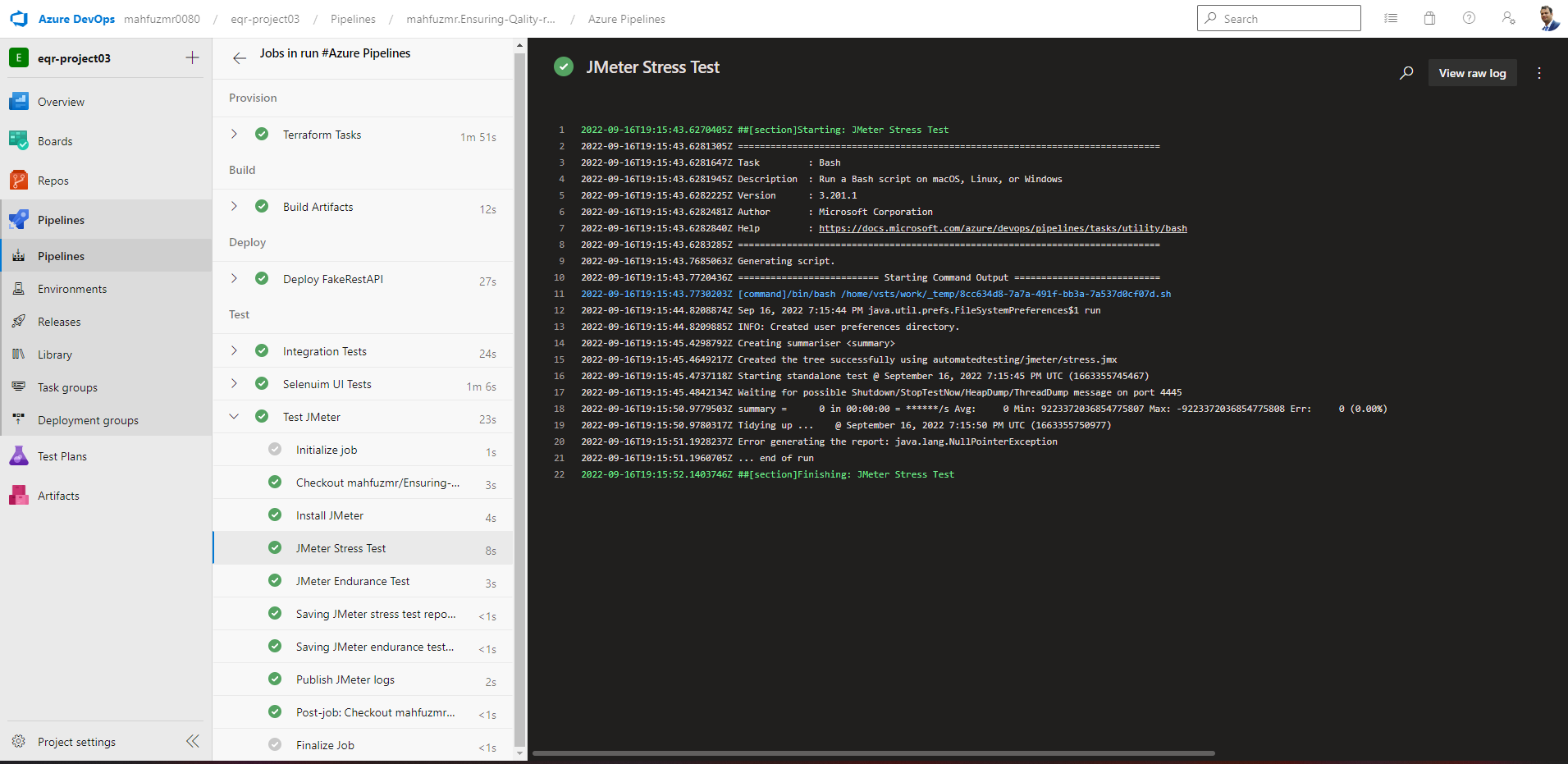 JMeter Test report pipeline steress