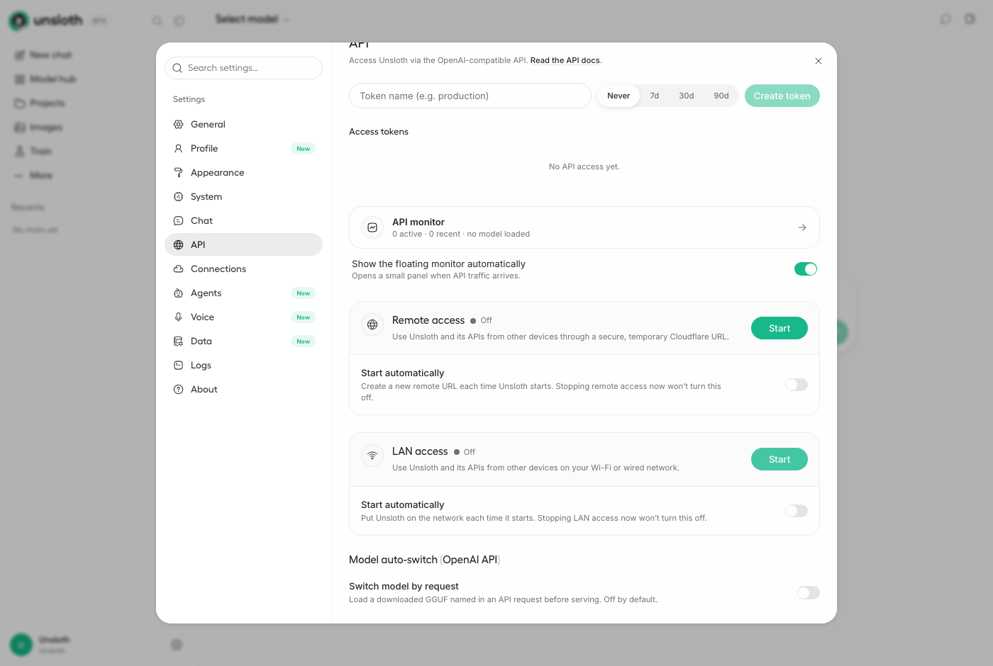 LAN access in Settings > API keys