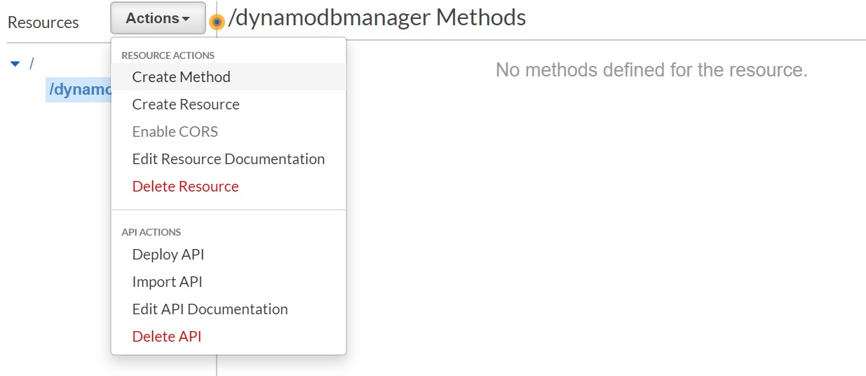 Create resource method