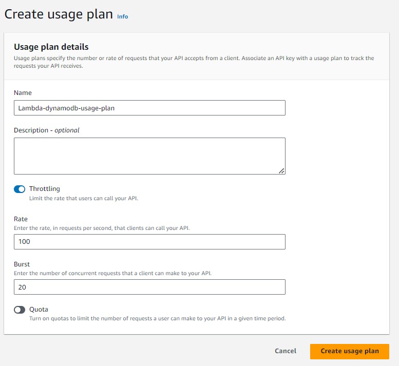 Create Usage Plan