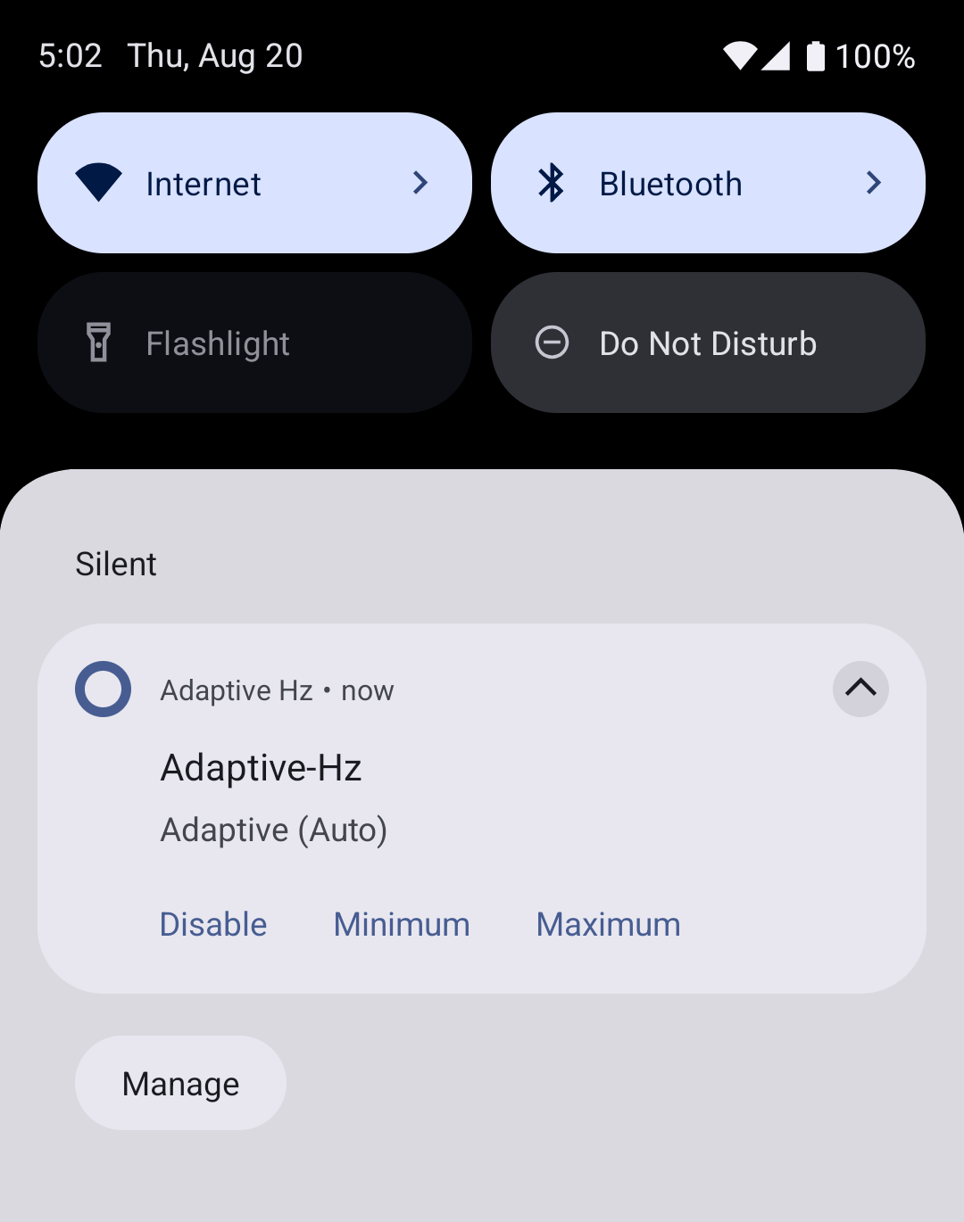 Adaptive Hz notification controls