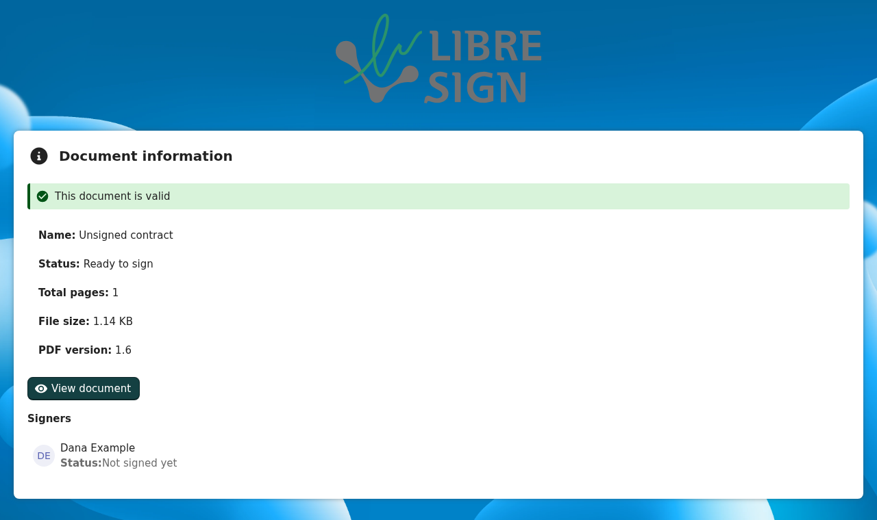 Unsigned document marked as valid