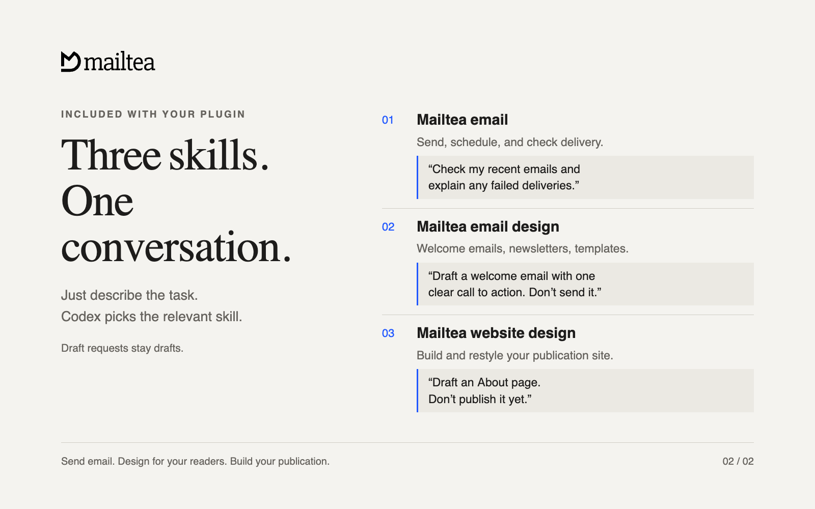 Mailtea includes email, email design, and website design skills.